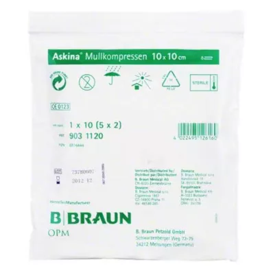 ASKINA Gasvävskompresser 10x10 cm sterila, 5X2 st ASKINA Gasvävskompresser 10x10 cm sterila, 5X2 st
