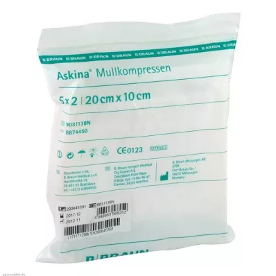 ASKINA Gasvävskompresser 10x20 cm sterila, 5X2 st