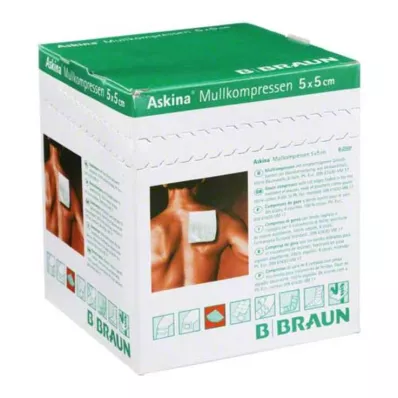 ASKINA Gasvävskompresser 5x5 cm sterila 8x, 25X2 st
