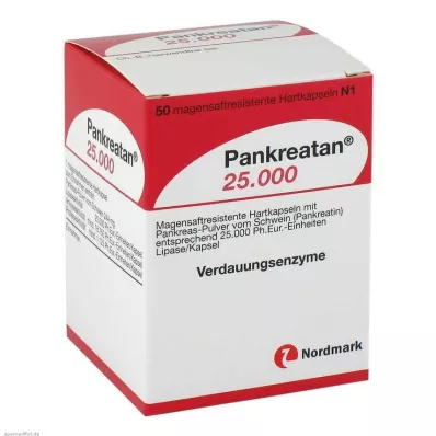 Pankreatan 25 000 gastroresistenta kapslar, 50 stycken Pankreatan 25 000 gastroresistenta kapslar, 50 stycken