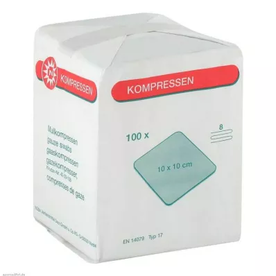 MULLKOMPRESSEN 10x10 cm icke-steril 8x, 100 st