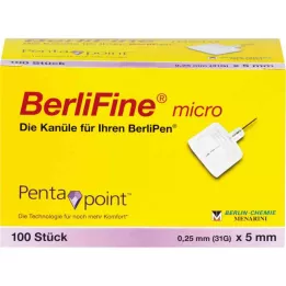 BERLIFINE mikrokanyler 0,25x5 mm, 100 st