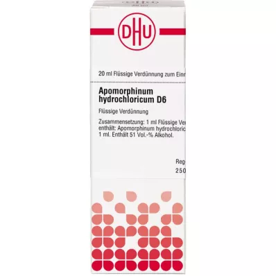 APOMORPHINUM HYDROCHLORICUM D 6 Utspädning, 20 ml