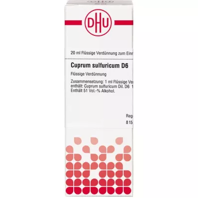 CUPRUM SULFURICUM D 6 Utspädning, 20 ml