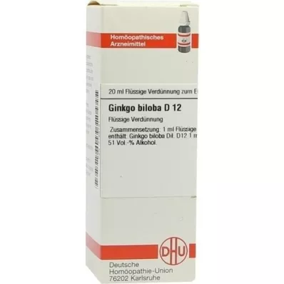 GINKGO BILOBA D 12 Utspädning, 20 ml