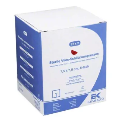 VLIES-SCHLITZKOMPRESSEN 7,5x7,5 cm sterila 6x, 25X2 st