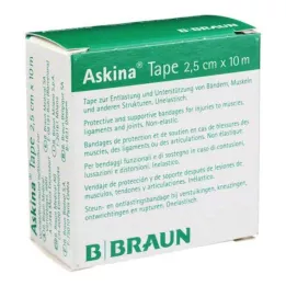 ASKINA Tejp Pfl.unelast.2,5 cmx10 m vit, 1 st