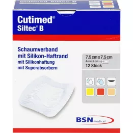 CUTIMED Siltec B Skumförband 7,5x7,5 cm med klister, 12 st