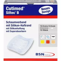 CUTIMED Siltec B Skumförband 12,5x12,5 cm med klister, 12 st