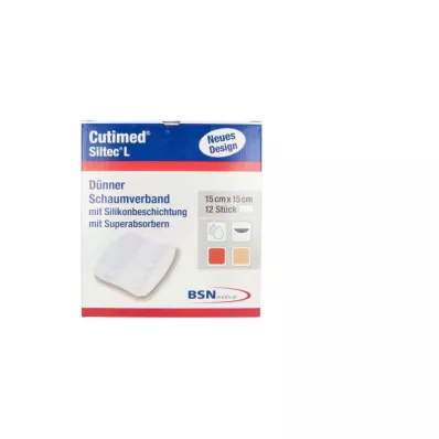 Cutimed Siltec L skumförband 15x15 cm dü.san.haf., 12 st