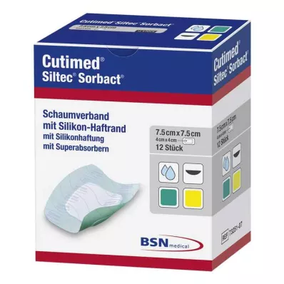 Cutimed Siltec Sorbact PU-bandage 7,5x7,5 cm, 12 st Cutimed Siltec Sorbact PU-bandage 7,5x7,5 cm, 12 st