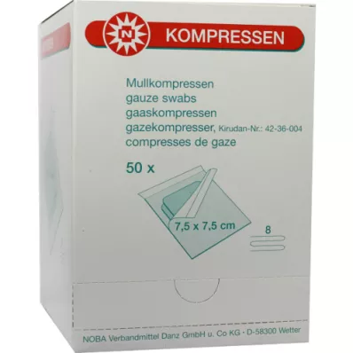 MULLKOMPRESSEN 7,5x7,5 cm steril 8x, 50X2 st