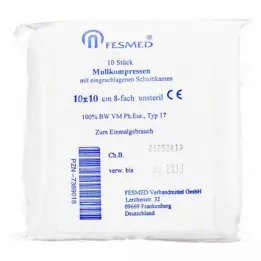 MULLKOMPRESSEN ES 10x10 cm icke-steril 8x, 10 st