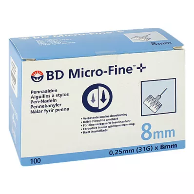 BD Microfine + 8 mm nålar 0,25x8mm, 100 st BD Microfine + 8 mm nålar 0,25x8mm, 100 st