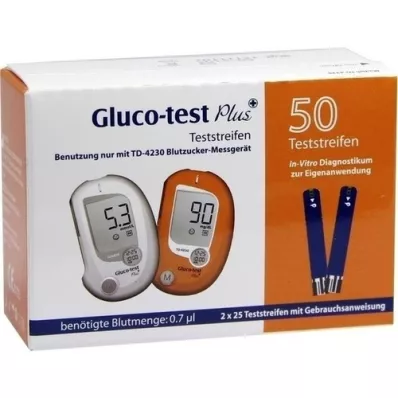 GLUCO TEST Plus teststickor för blodglukos, 50 st