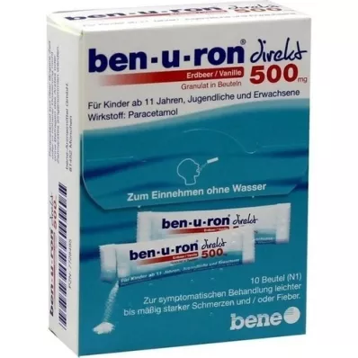 BEN-U-RON direkt 500 mg granulat jordgubbe/vanilj, 10 st
