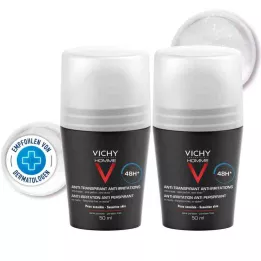 VICHY HOMME Deo Roll-on för känslig hud 48h DP, 2X50 ml