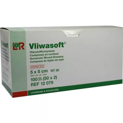 Vliwasoft fleecekompresser 5x5cm 6-lagers sterila, 50x2 stycken