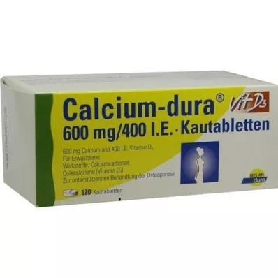 CALCIUM DURA Vit D3 600 mg/400 I.U. Tuggtabletter, 120 st