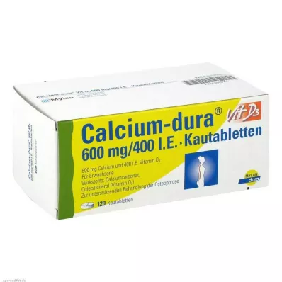 Calcium Dura Vit D3 600 mg / 400 IE tuggtabletter, 120 st Calcium Dura Vit D3 600 mg / 400 IE tuggtabletter, 120 st