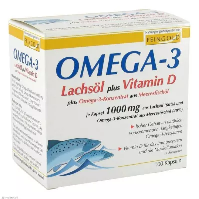 OMEGA-3 LACHSÖL plus Vit.D plus Omega-3 konc.cps., 100 st