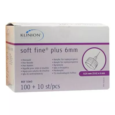 Klinion Soft fin plus kanyler 6mm 31G 0,25mm, 110 stycken