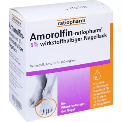 AMOROLFIN-ratiopharm 5% nagellack innehållande aktiv substans, 5 ml