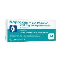 NAPROXEN-1A Pharma 250 mg för menstruationssmärtor, 30 st