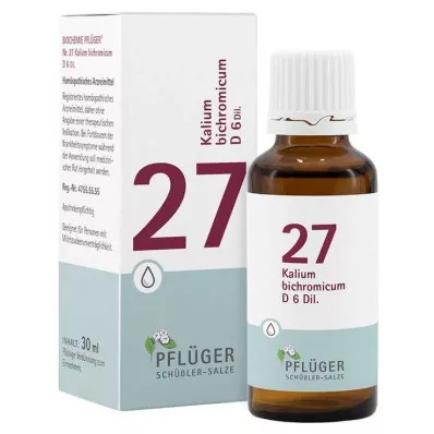 Biochemistry Pflueger 27 Kalium bichromicum D 6 droppar, 30 ml Biochemistry Pflueger 27 Kalium bichromicum D 6 droppar, 30 ml