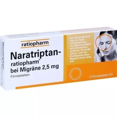NARATRIPTAN-ratiopharm för migrän filmdragerade tabletter, 2 st