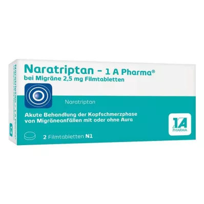 NARATRIPTAN-1A Pharma för migrän 2,5 mg filmdragerade tabletter, 2 st