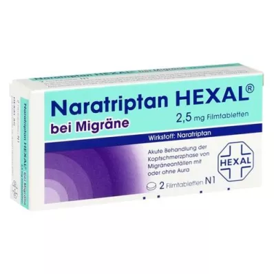 NARATRIPTAN HEXAL för migrän 2,5 mg filmdragerade tabletter, 2 st