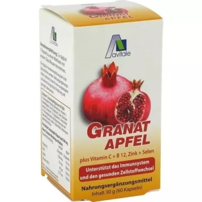 GRANATAPFEL 500 mg plus Vit.C+B12+Zink+Selen Kapslar, 60 st