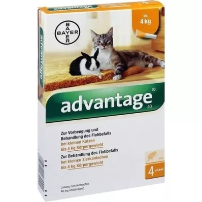 ADVANTAGE 40 mg lösning för små katter/små sällskapskaniner, 4X0,4 ml