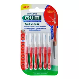 GUM TRAV-LER 0,8mm ljus röd interdental+6kapslar, 6 st
