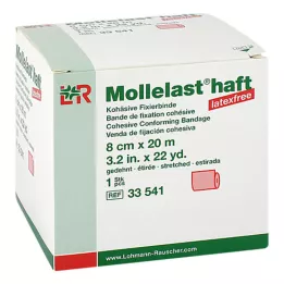MOLLELAST självhäftande latexfria bandage 8 cmx20 m röda, 1 st