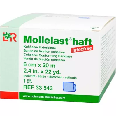 Mollelast lim latexfri 6cmx20m sträckt blå, 1 st