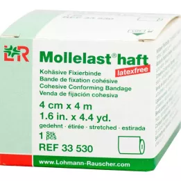 MOLLELAST självhäftande latexfria bandage 4 cmx4 m vita, 1 st