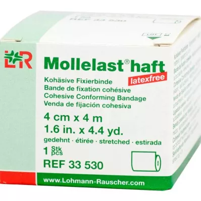 MOLLELAST självhäftande latexfria bandage 4 cmx4 m vita, 1 st