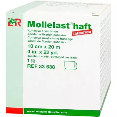 MOLLELAST självhäftande latexfria bandage 10 cmx20 m vita, 1 st