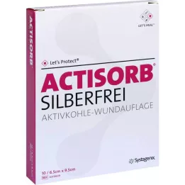 ACTISORB SILBERFREI 6,5x9,5 cm aktivt kol, 10 st