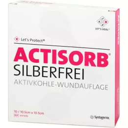ACTISORB SILBERFREI 10,5x10,5 cm aktivt kol, 10 st