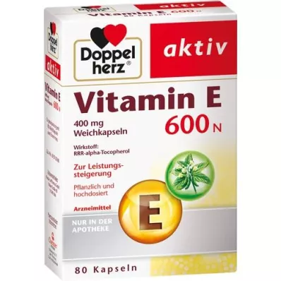 DOPPELHERZ Vitamin E 600 N Softgels, 80 kapslar