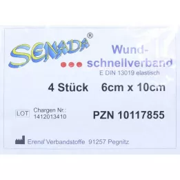 Senada snabb sårförband 6x10 cm, 4 st