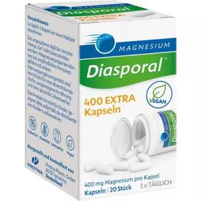 MAGNESIUM DIASPORAL 400 Extra kapslar, 20 kapslar