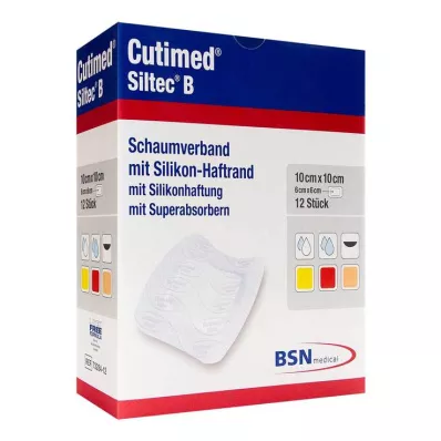 Cutimed Siltec B skumförband 10x10 cm med klisterkant, 12 stycken