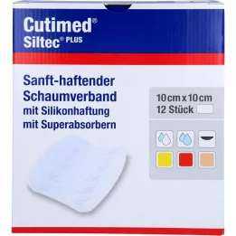 CUTIMED Siltec Plus skumförband 10x10 cm självhäftande, 12 st