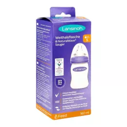 LANSINOH Flaska med vid hals 160 ml med nippel S, 1 st