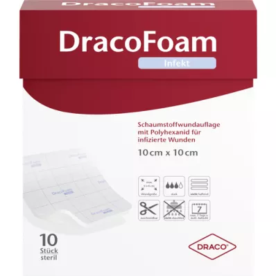 DRACOFOAM Infektionsskumförband 10x10 cm, 10 st