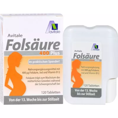 FOLSÄURE 400 Plus B12+Jod-tabletter, 120 kapslar